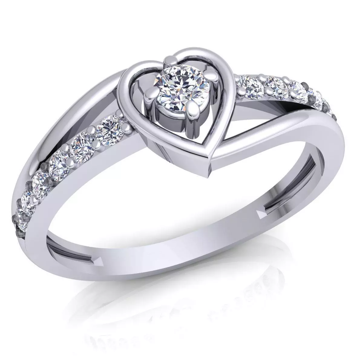 Fancy Love Heart Diamond Ring 3d Model print  3D print model_0