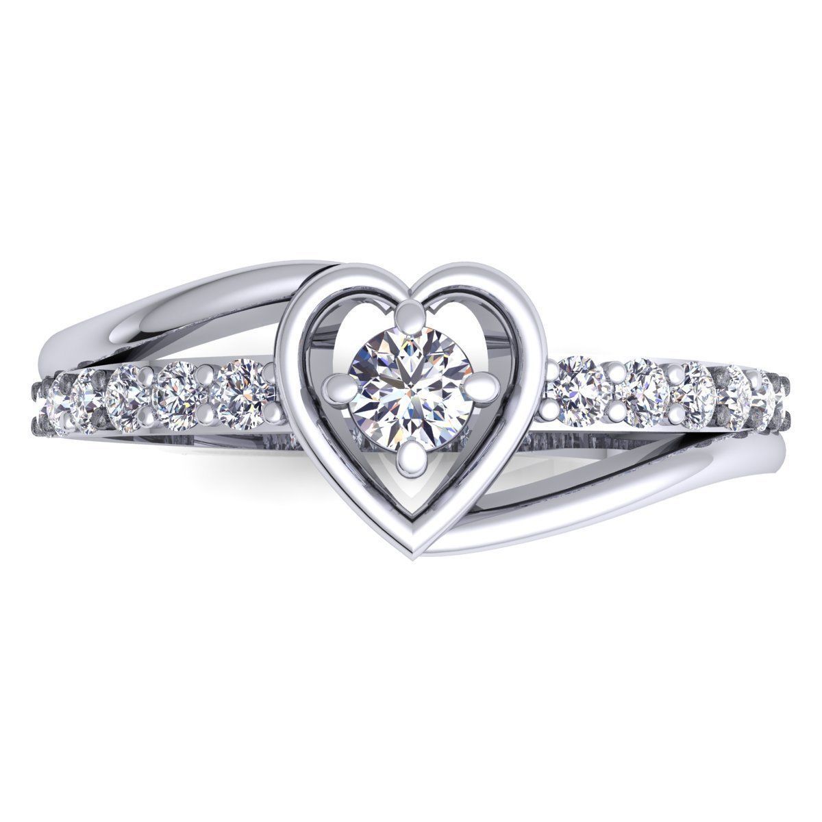Fancy Love Heart Diamond Ring 3d Model print  3D print model_11