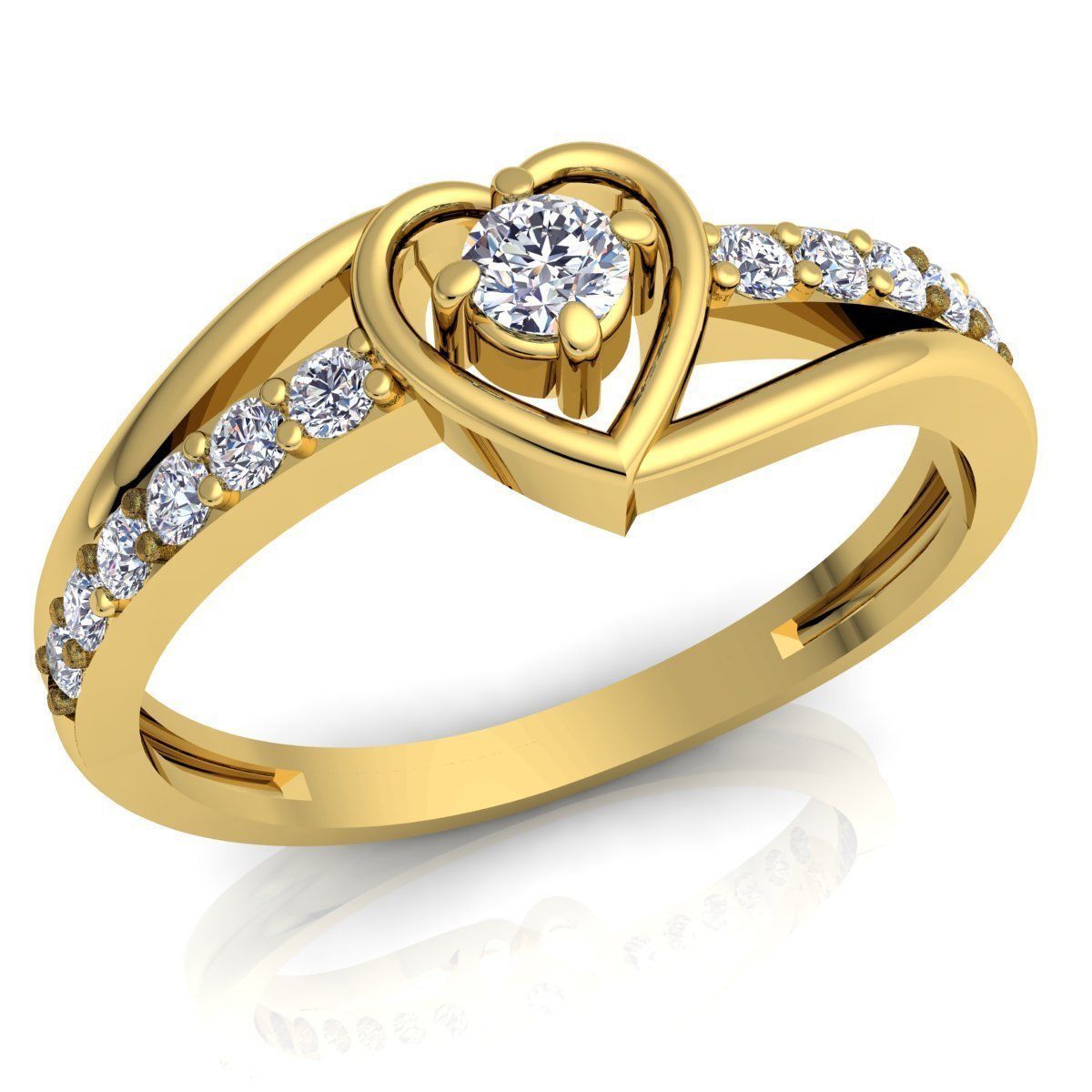 Fancy Love Heart Diamond Ring 3d Model print  3D print model_1
