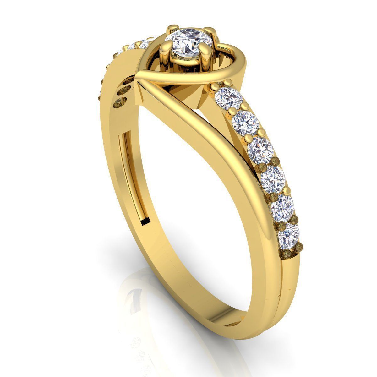 Fancy Love Heart Diamond Ring 3d Model print  3D print model_2