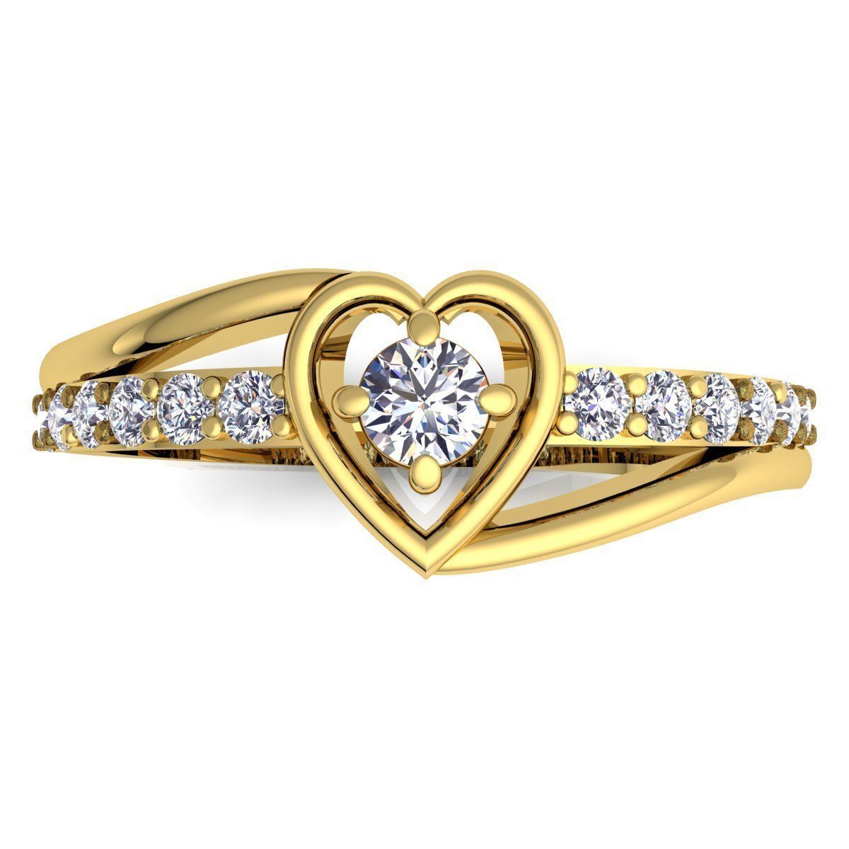 Fancy Love Heart Diamond Ring 3d Model print  3D print model_9