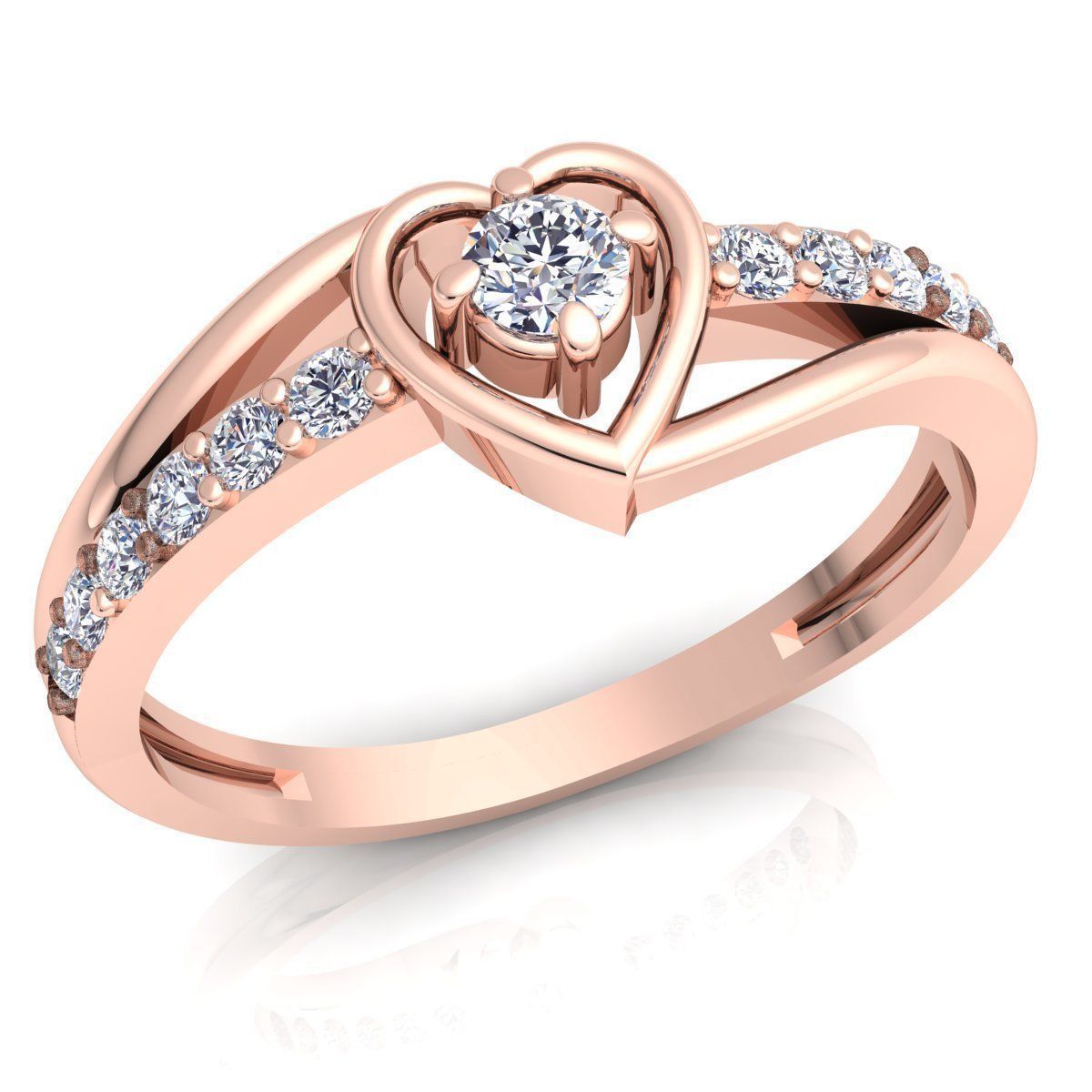 Fancy Love Heart Diamond Ring 3d Model print  3D print model_5