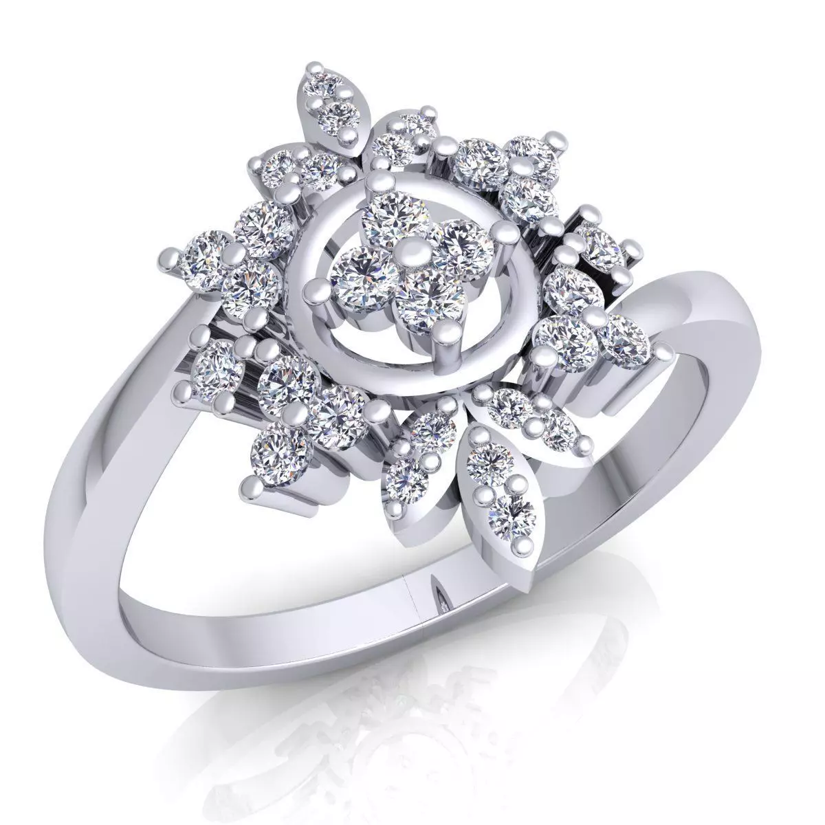 Fancy Woman Diamond Ring  3D print model_0
