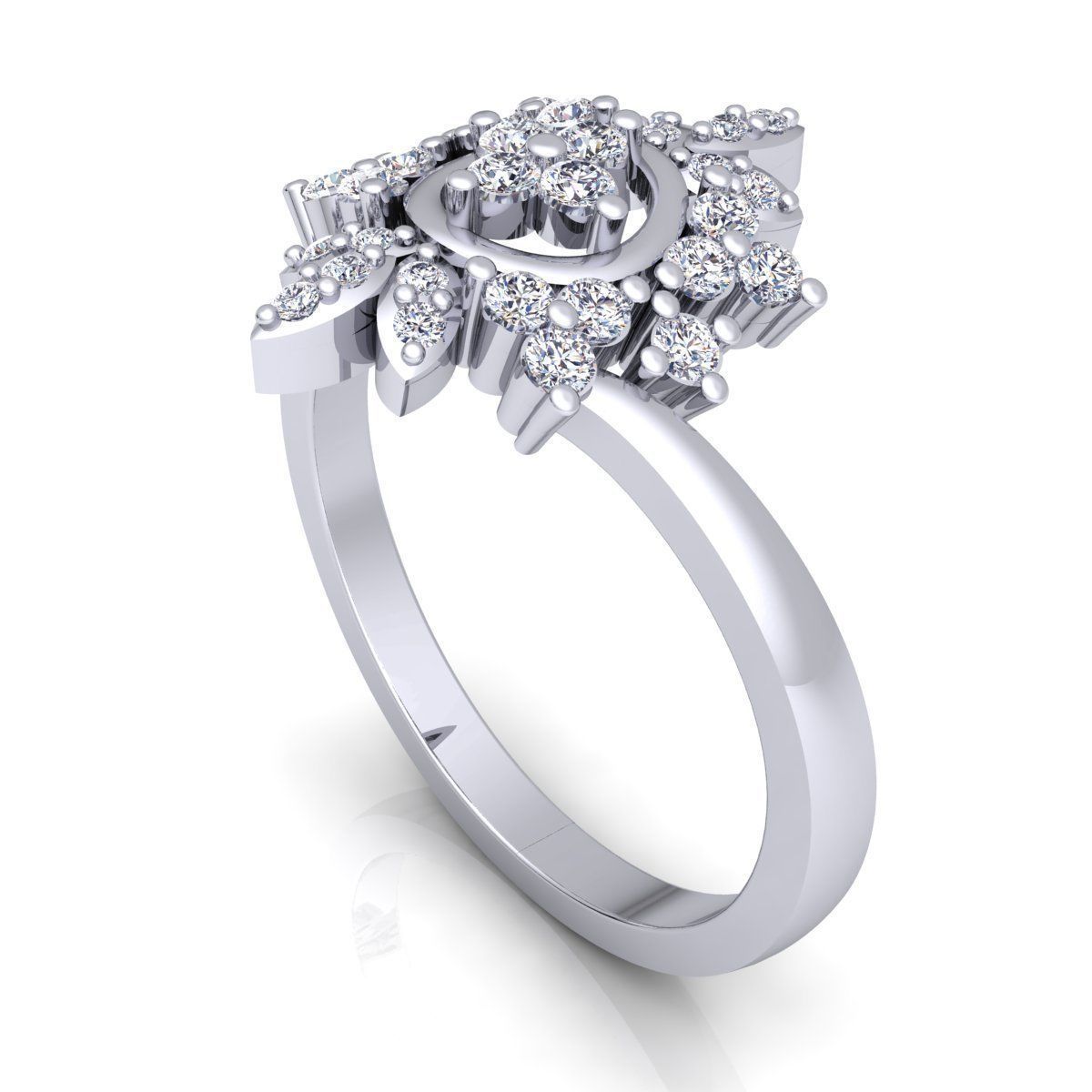 Fancy Woman Diamond Ring  3D print model_11