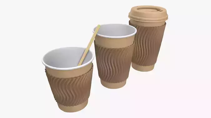 Biodegradable paper coffee cup cardboard lid and sleeve