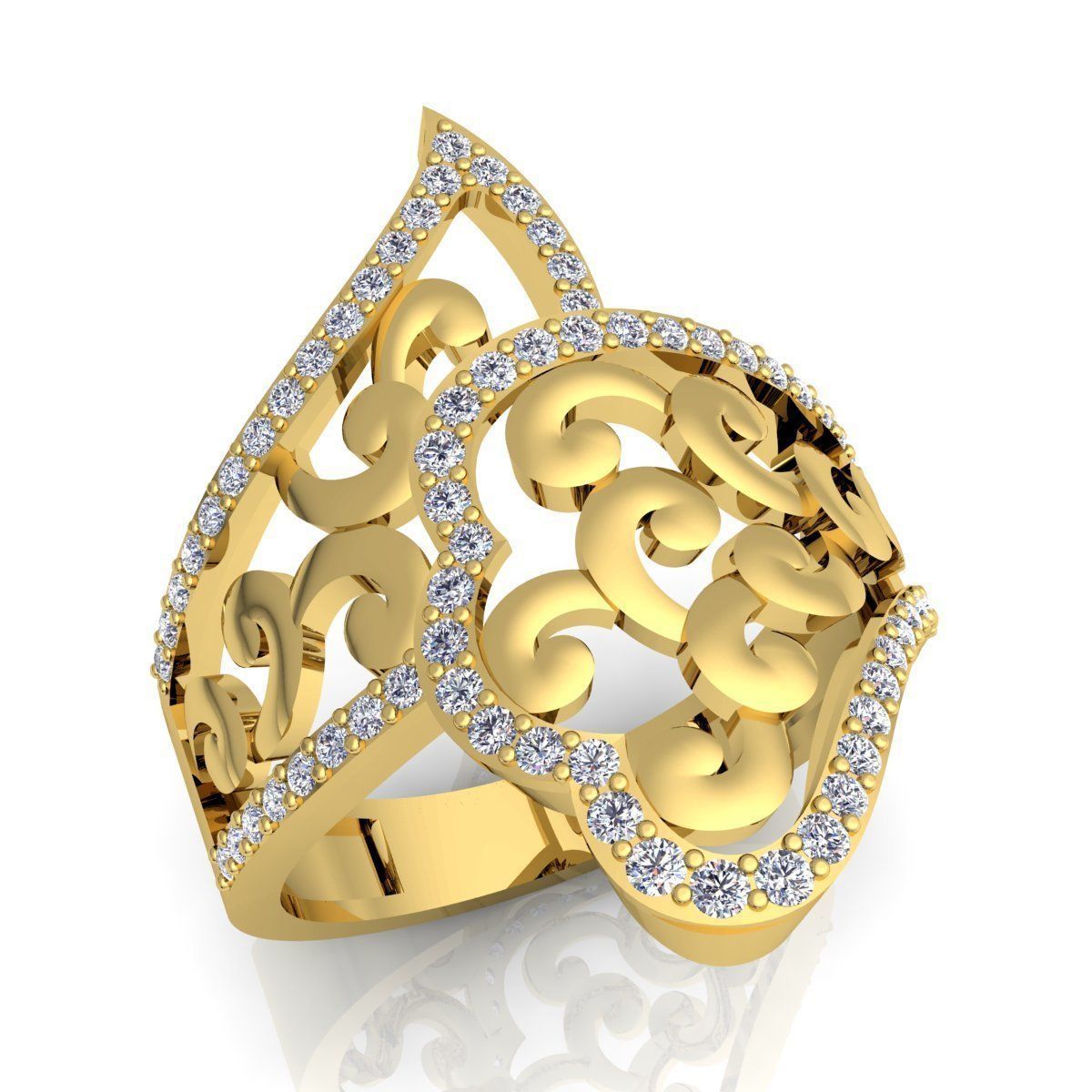 Fancy Woman Diamond Ring  3D print model_1
