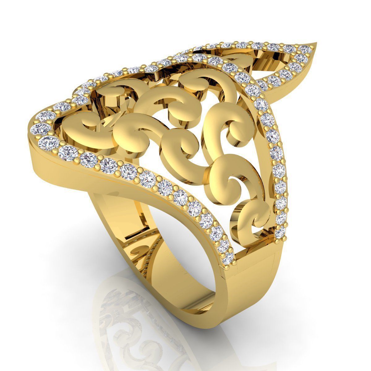 Fancy Woman Diamond Ring  3D print model_9