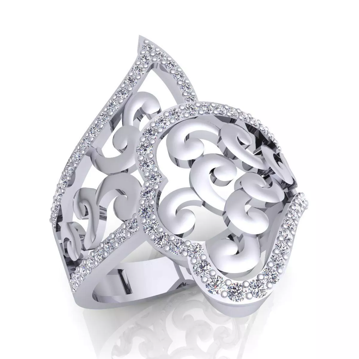 Fancy Woman Diamond Ring  3D print model_0