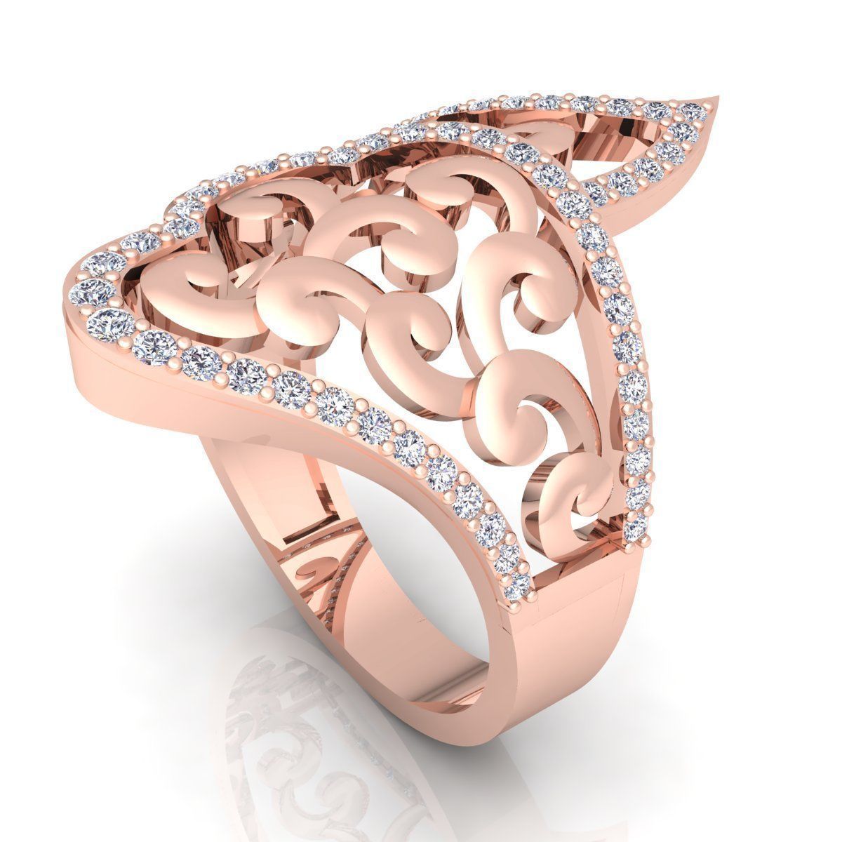 Fancy Woman Diamond Ring  3D print model_10