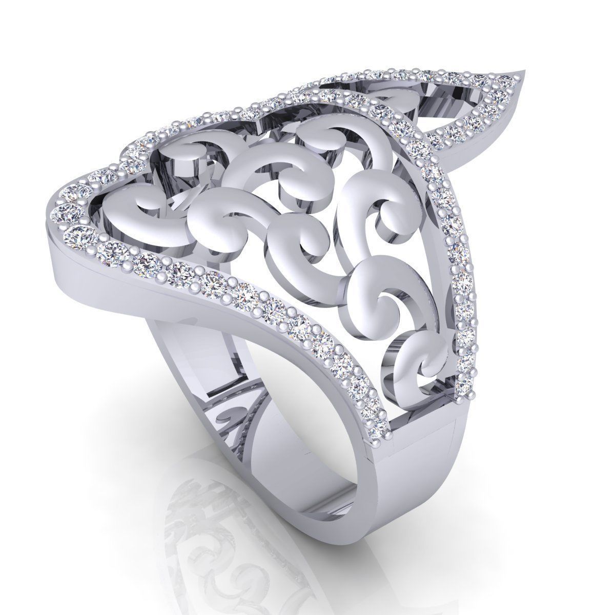 Fancy Woman Diamond Ring  3D print model_11
