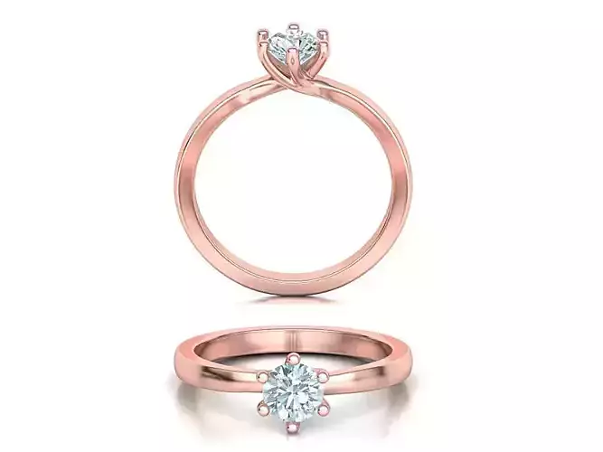 Six prong Engagement ring with 5mm round stone setting 3dmodel