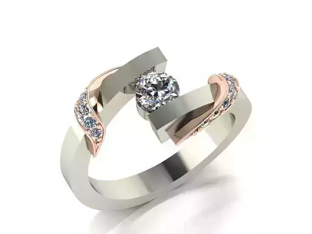 Soltare 1 diamond engagement ring gold and rose gold