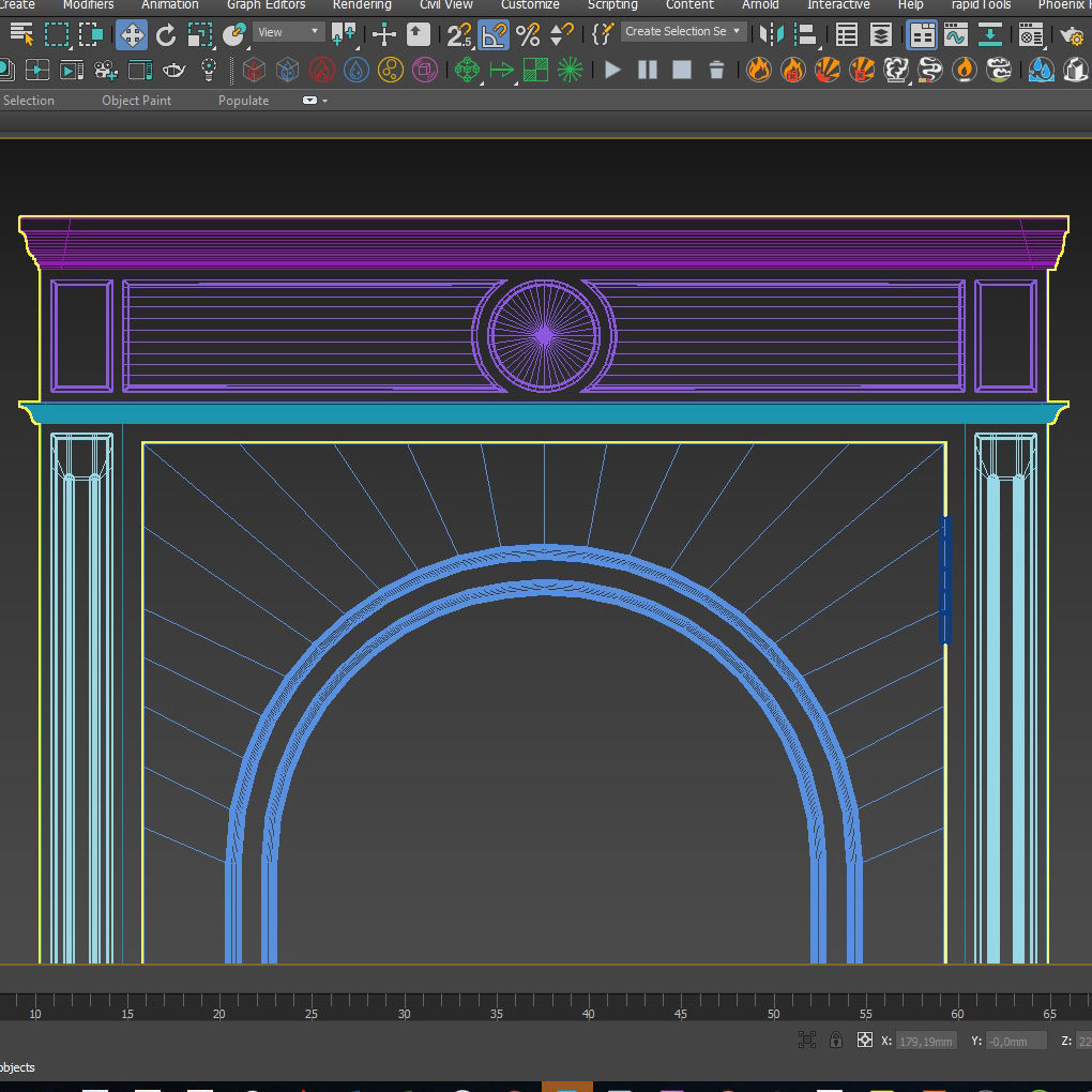 Classic door with gold lines on the edges 3D model_5