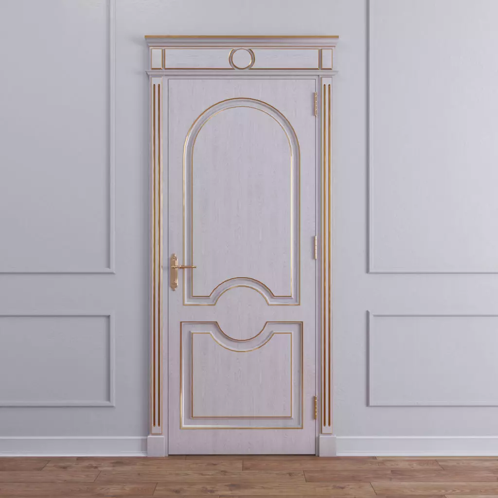 Classic door with gold lines on the edges 3D model_0