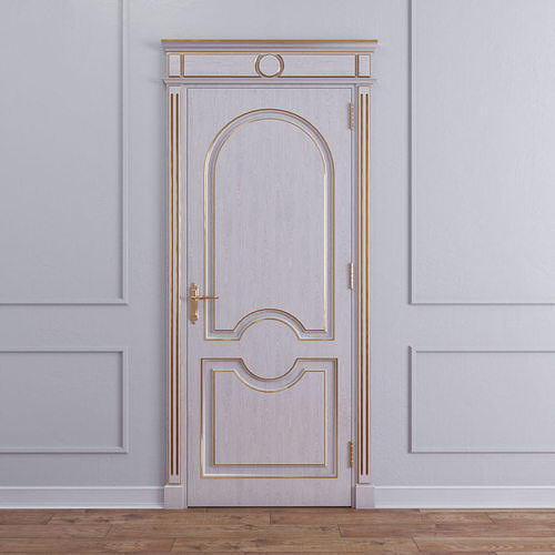 Classic door with gold lines on the edges 3D model