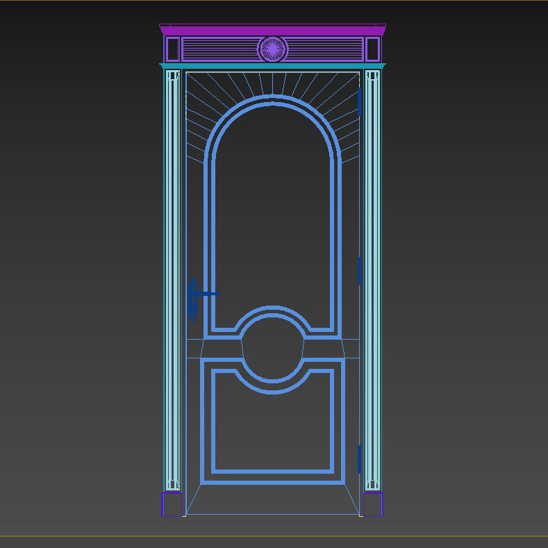 Classic door with gold lines on the edges 3D model_6