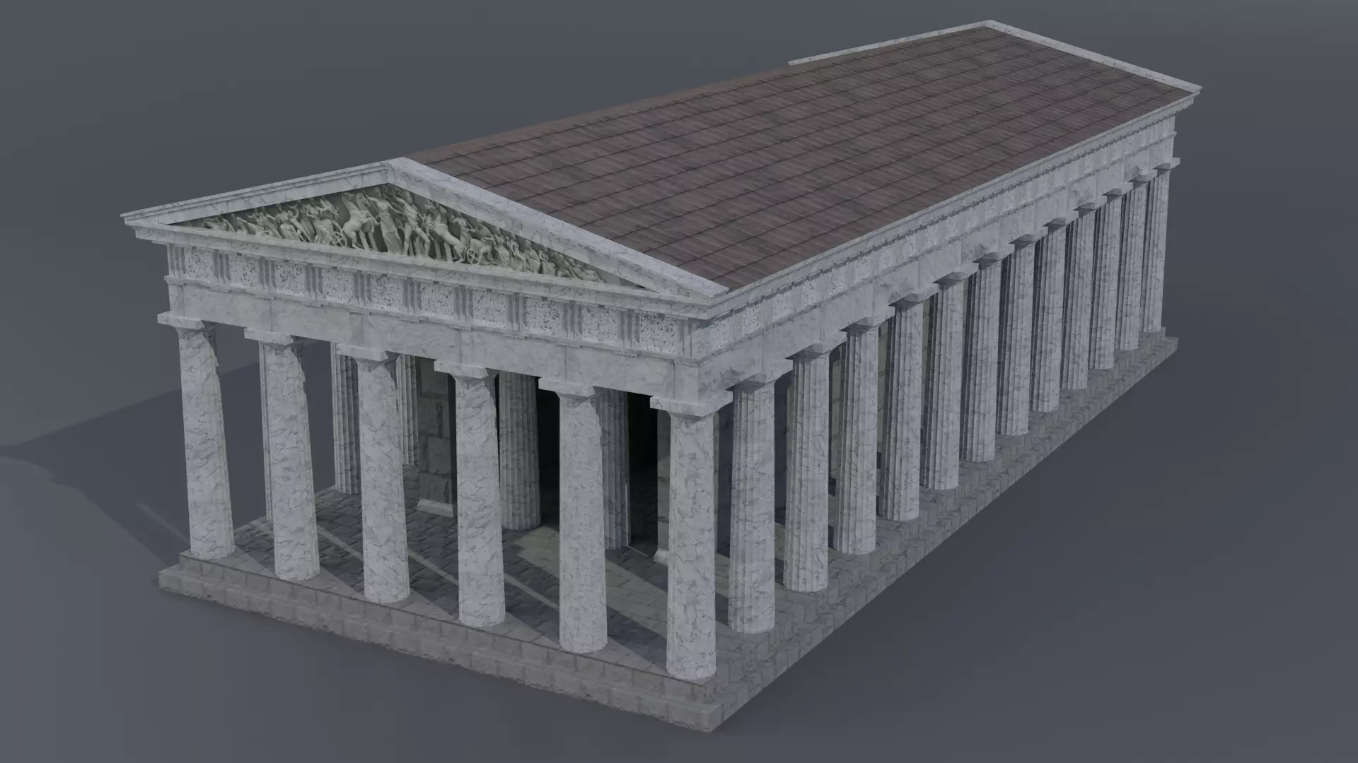 Greek Temple - Doric order Low-poly 3D model_0