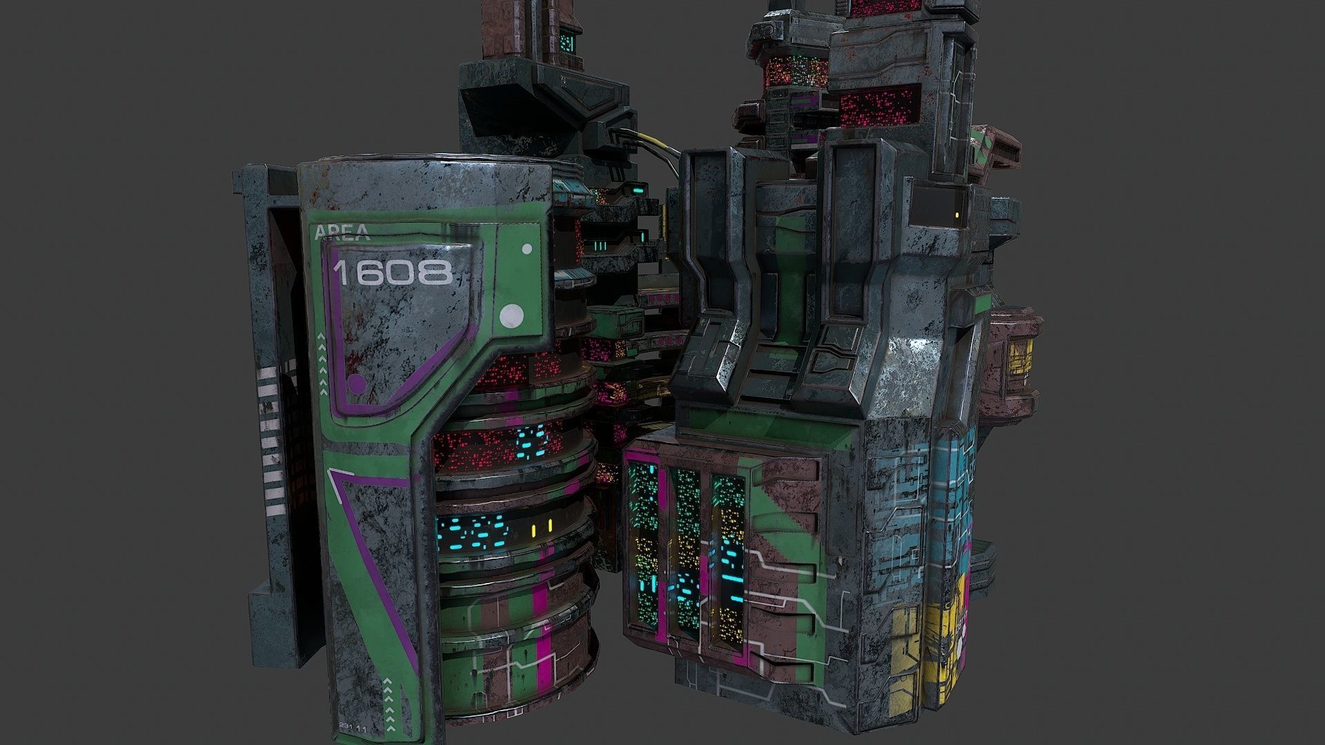 Low poly sci fi industrial slums buildings environment asset Low-poly 3D model_8