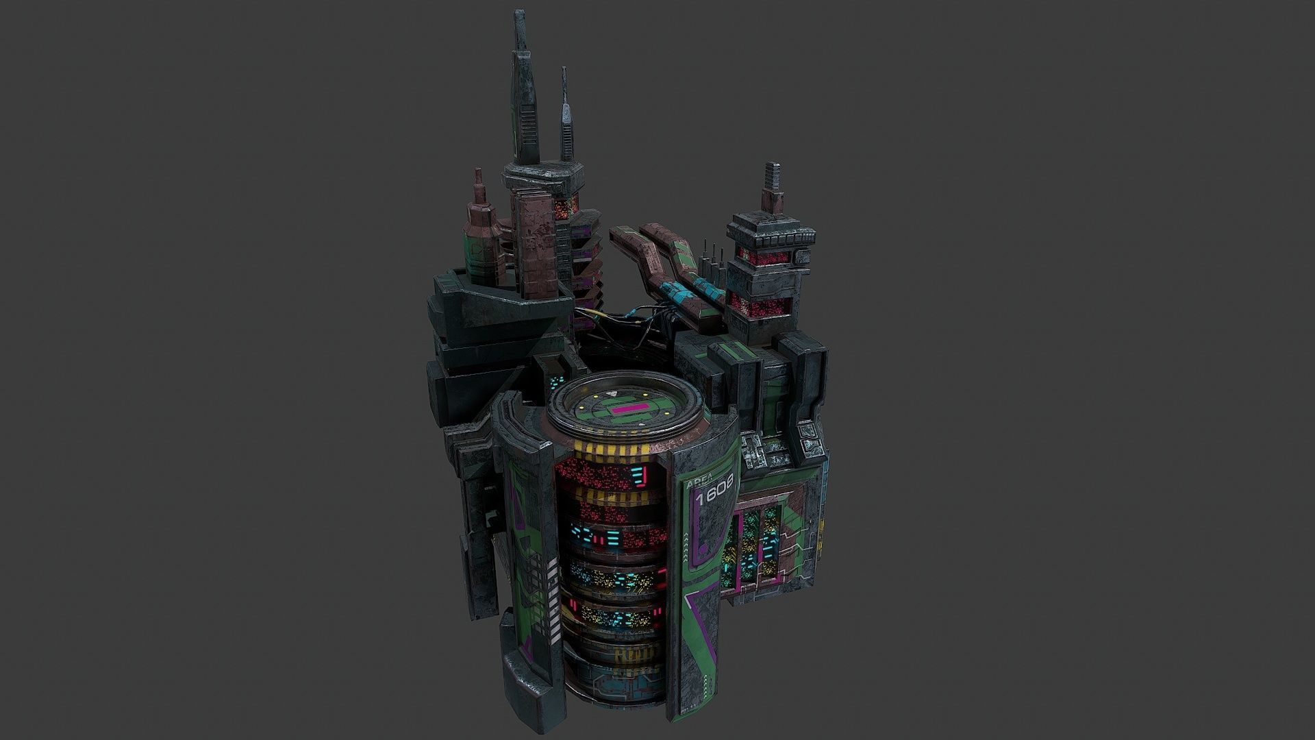 Low poly sci fi industrial slums buildings environment asset Low-poly 3D model_7