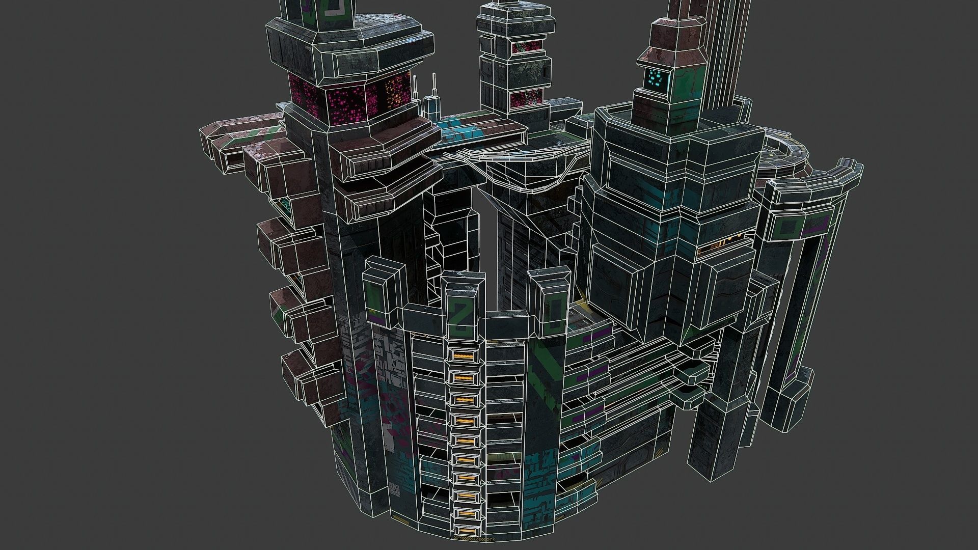 Low poly sci fi industrial slums buildings environment asset Low-poly 3D model_17