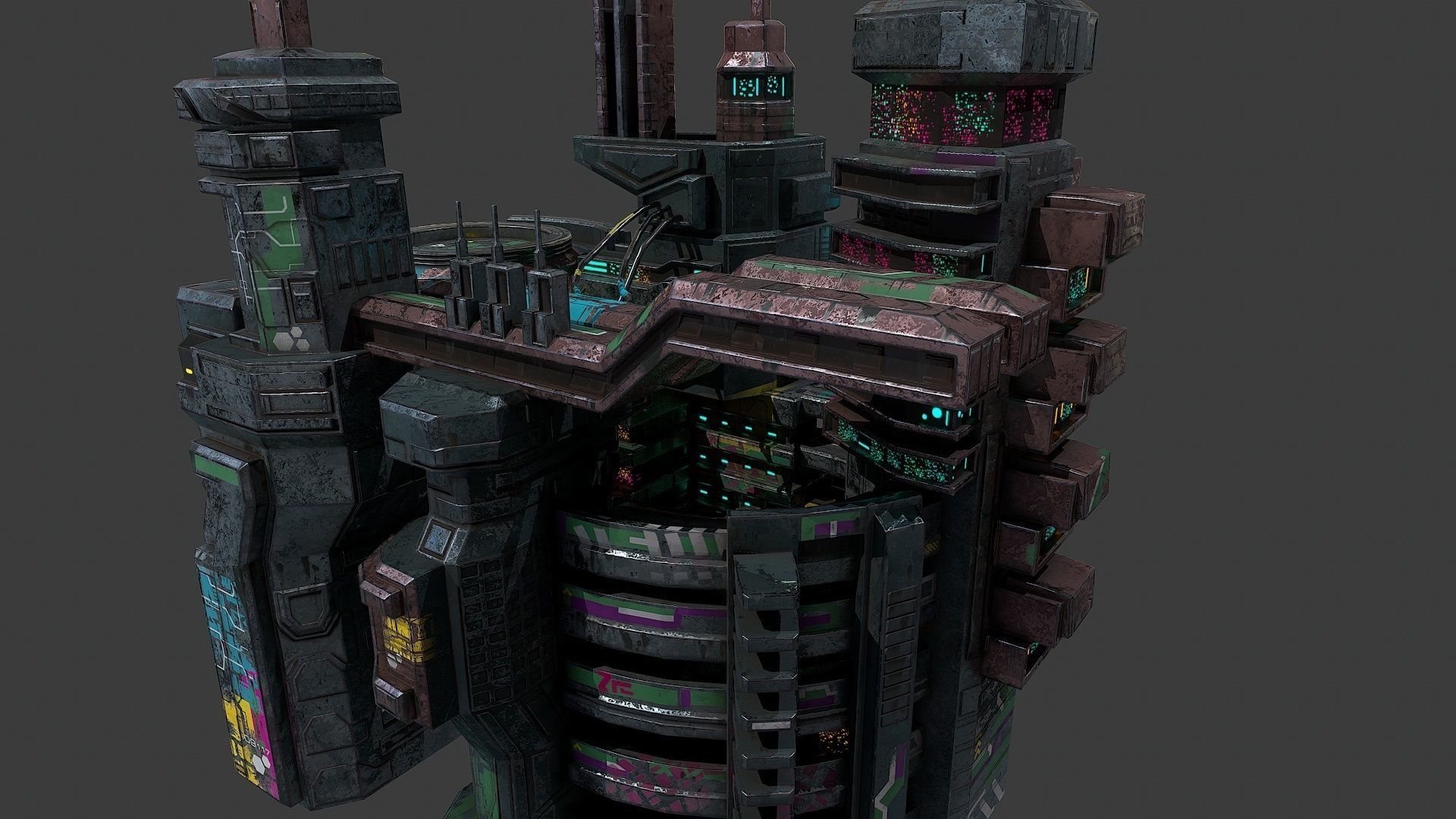 Low poly sci fi industrial slums buildings environment asset Low-poly 3D model_11