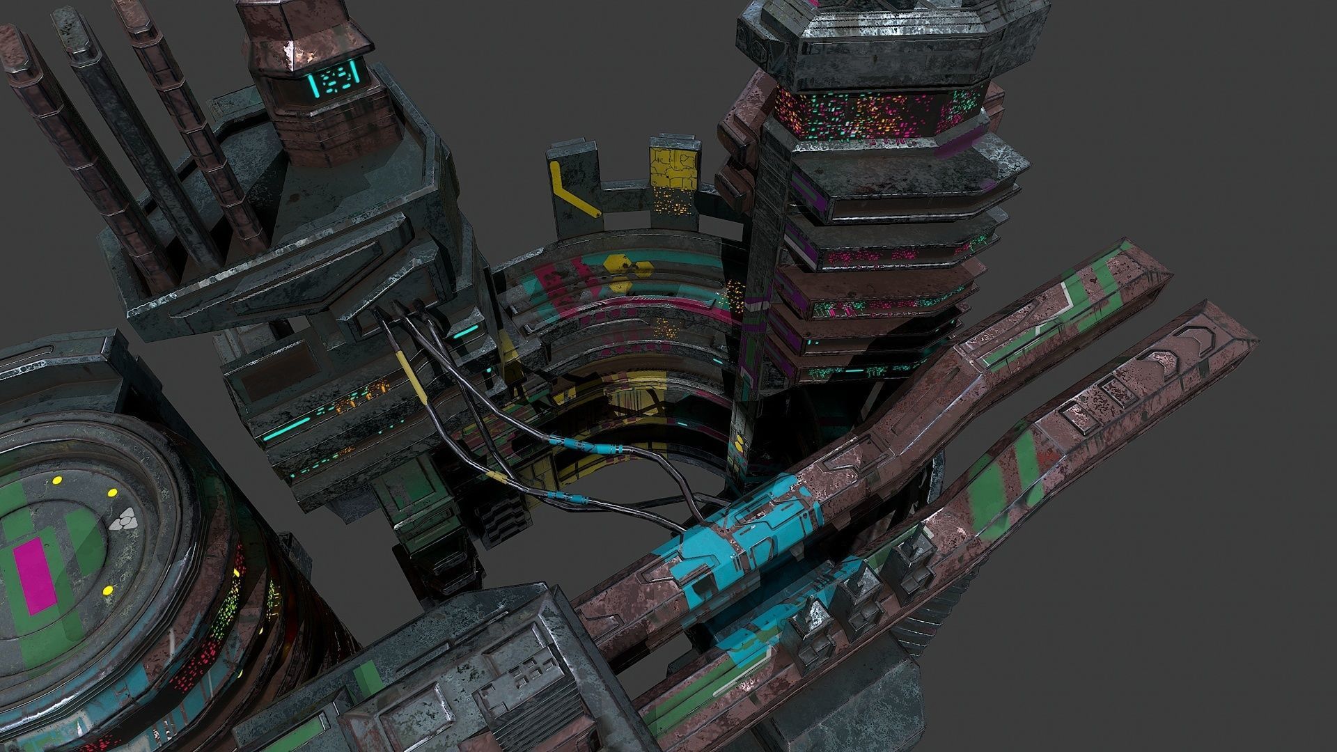 Low poly sci fi industrial slums buildings environment asset Low-poly 3D model_10