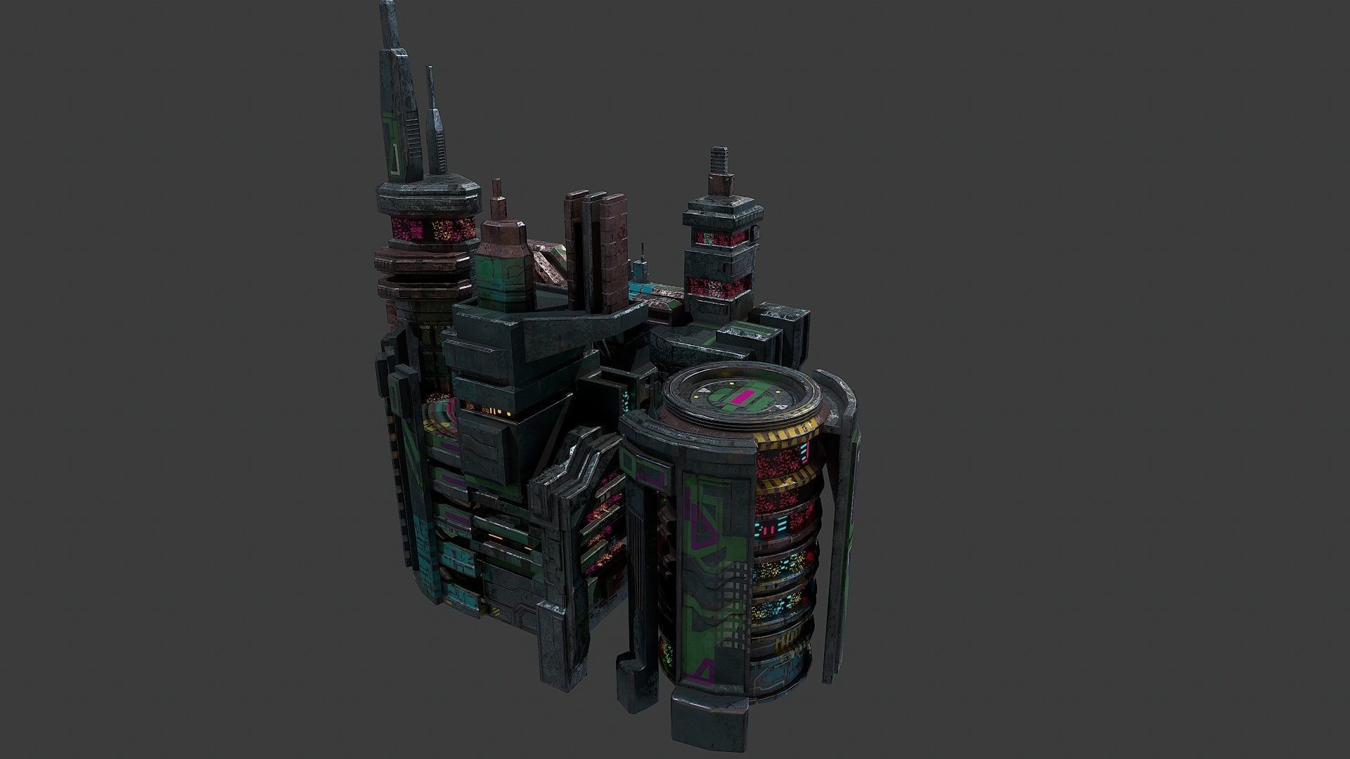 Low poly sci fi industrial slums buildings environment asset Low-poly 3D model_6