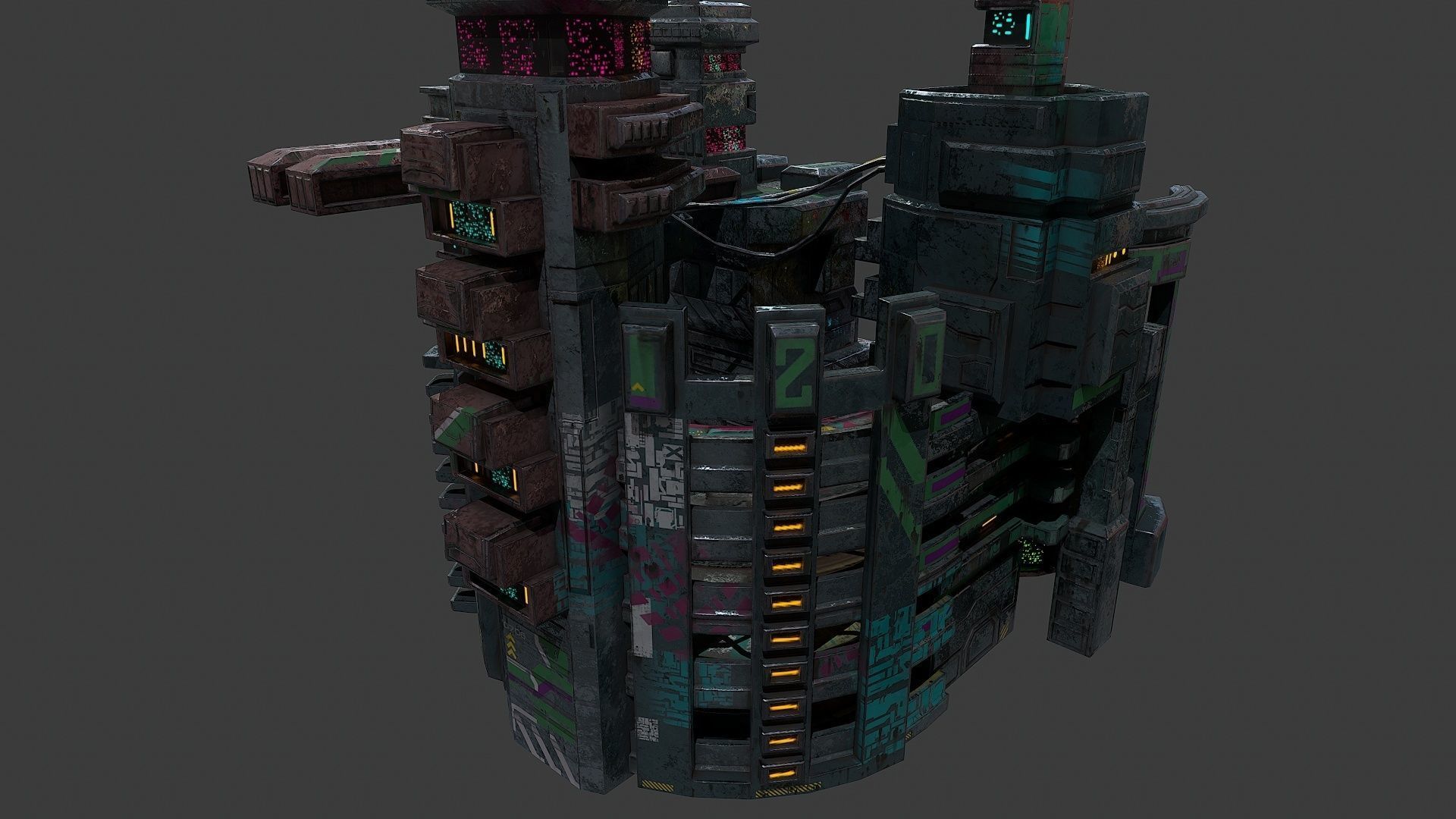 Low poly sci fi industrial slums buildings environment asset Low-poly 3D model_13