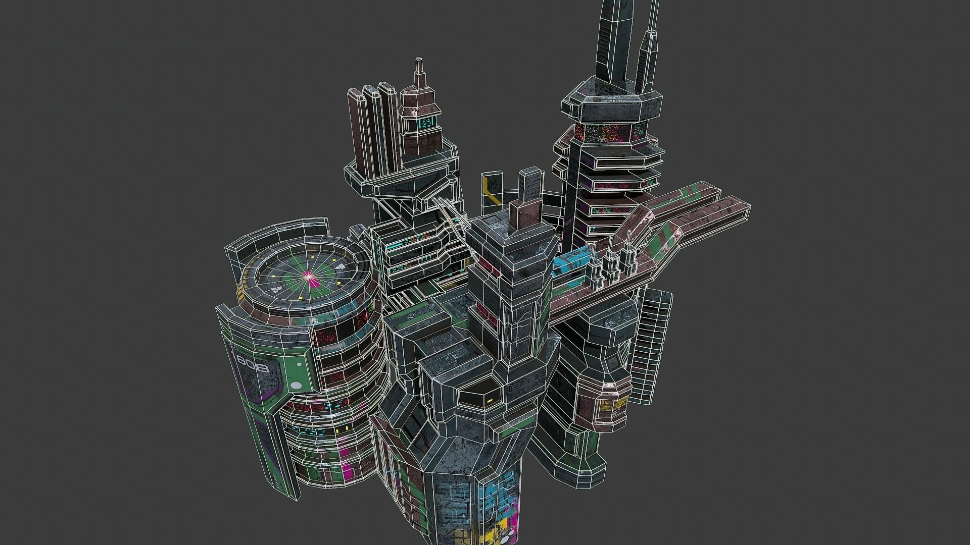 Low poly sci fi industrial slums buildings environment asset Low-poly 3D model_16