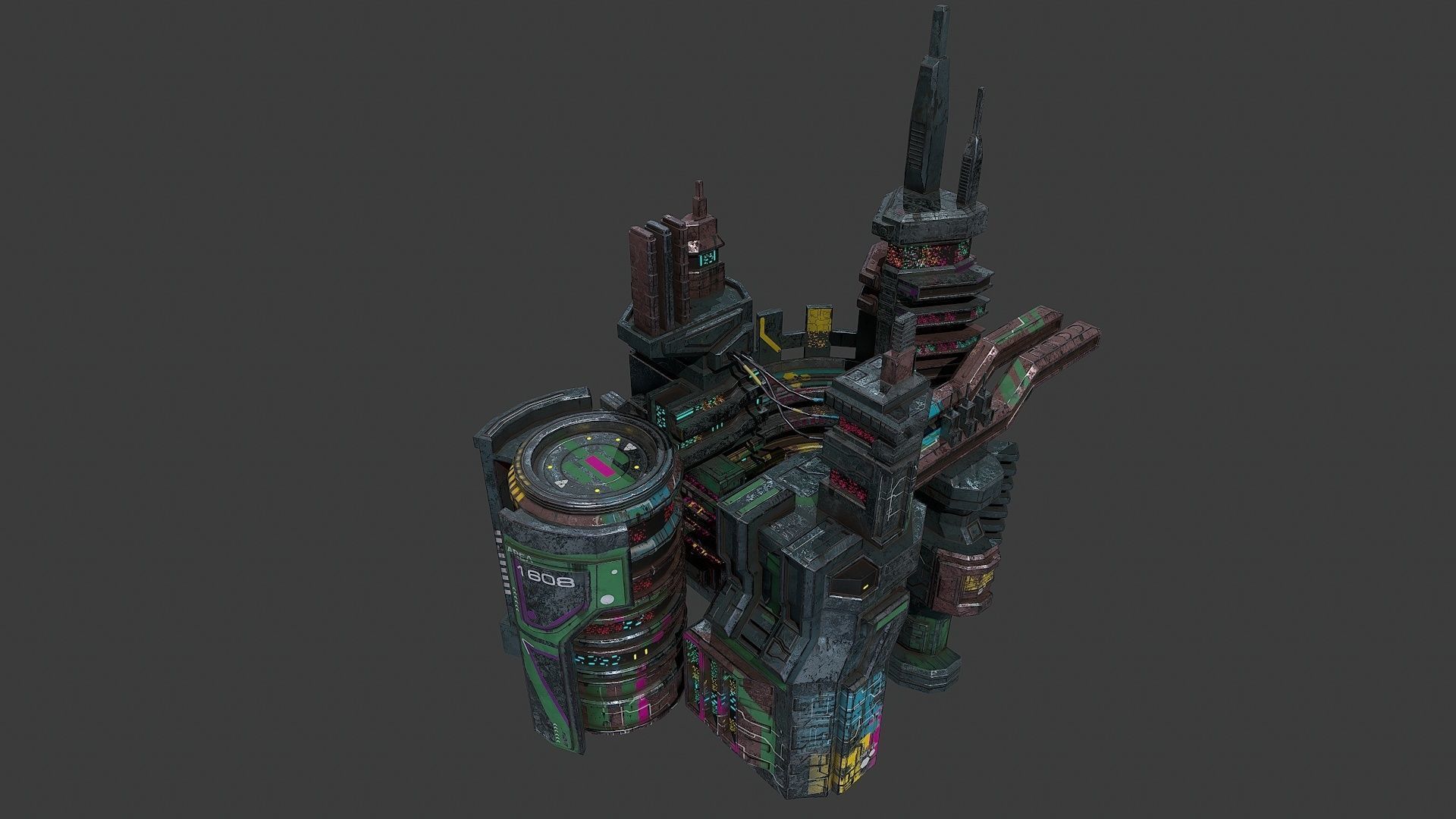 Low poly sci fi industrial slums buildings environment asset Low-poly 3D model_0