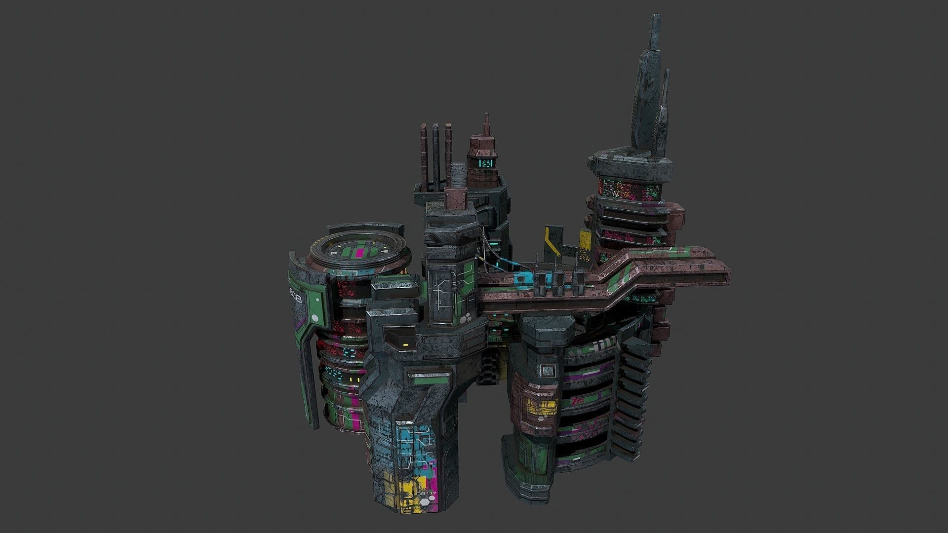 Low poly sci fi industrial slums buildings environment asset Low-poly 3D model_1