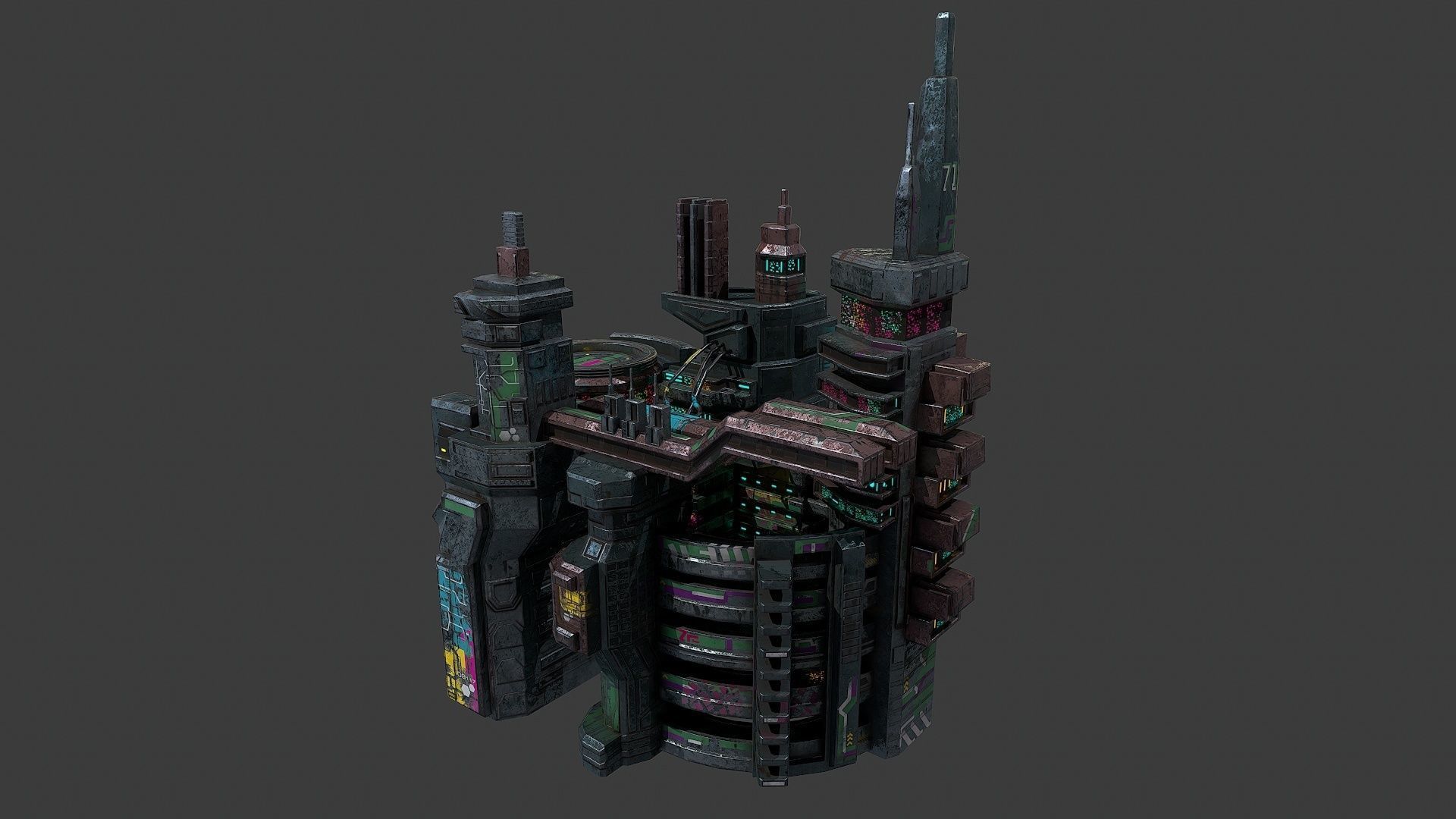 Low poly sci fi industrial slums buildings environment asset Low-poly 3D model_2