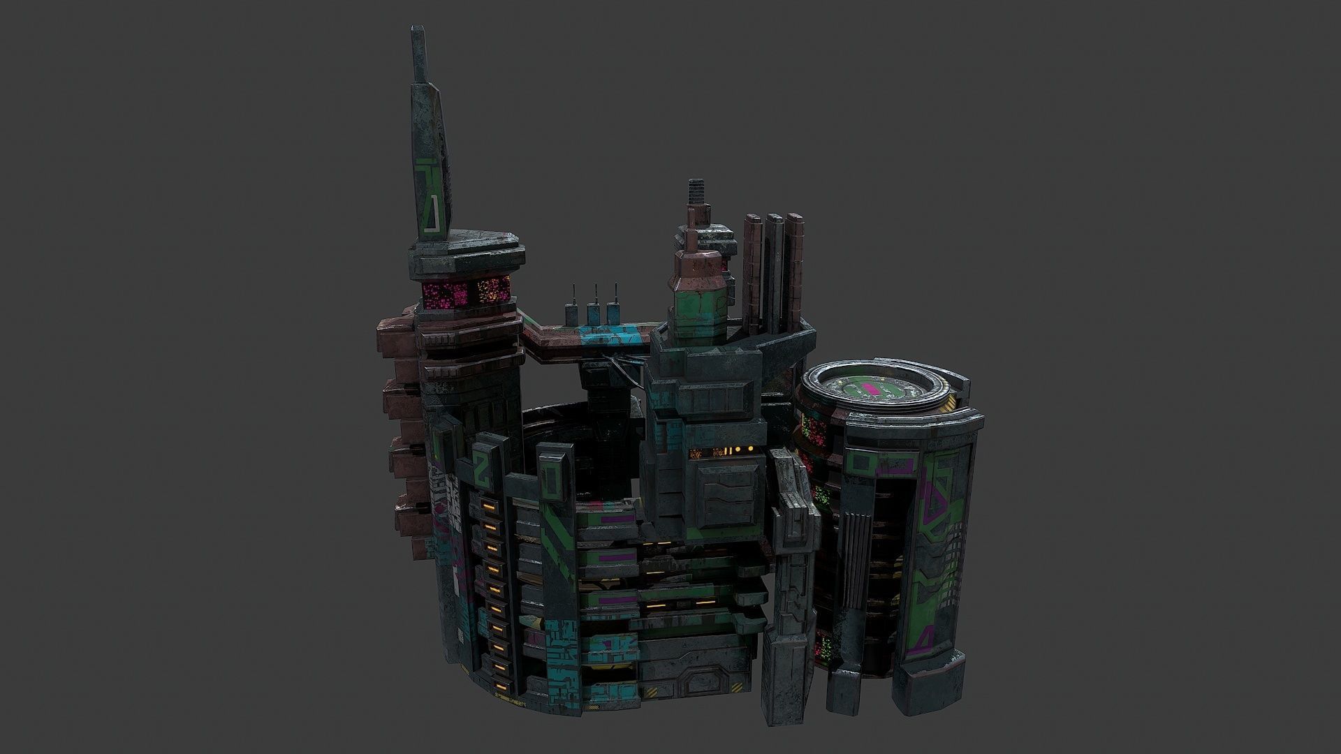 Low poly sci fi industrial slums buildings environment asset Low-poly 3D model_5