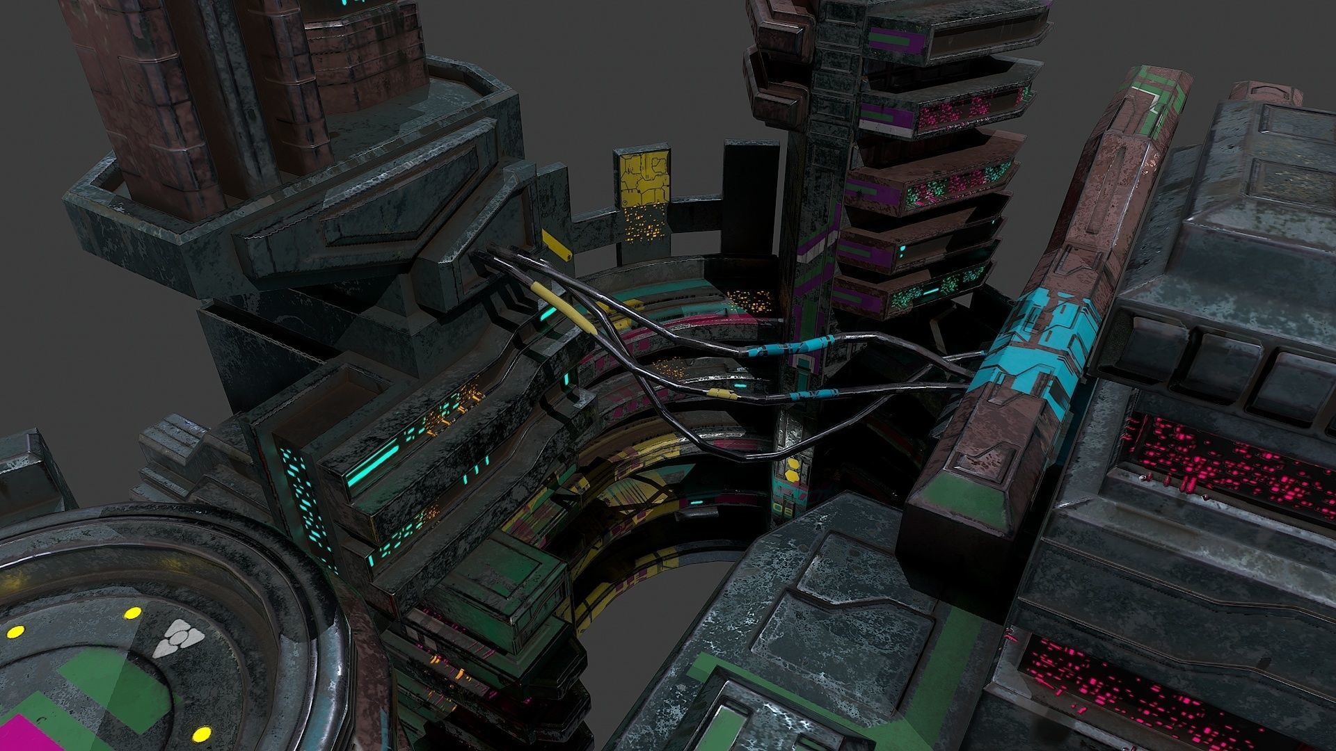 Low poly sci fi industrial slums buildings environment asset Low-poly 3D model_9