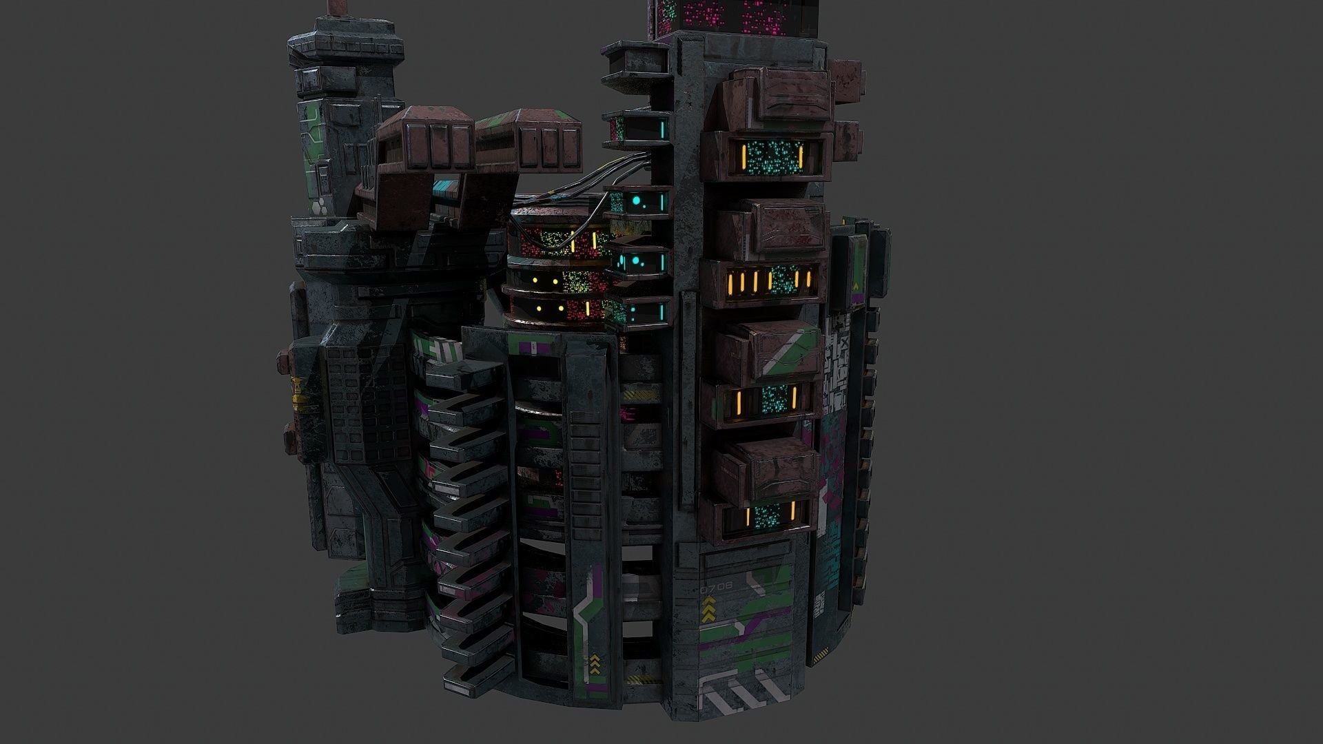Low poly sci fi industrial slums buildings environment asset Low-poly 3D model_12