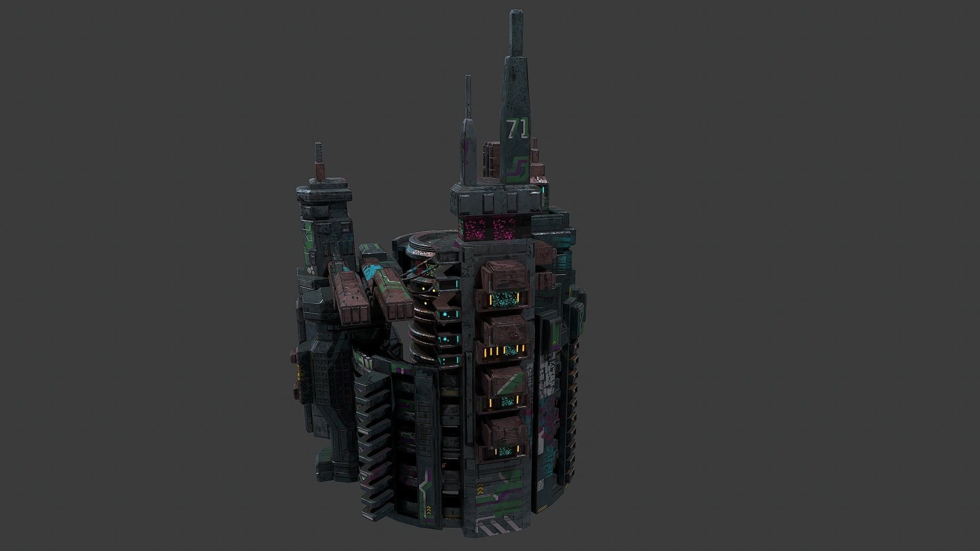 Low poly sci fi industrial slums buildings environment asset Low-poly 3D model_3