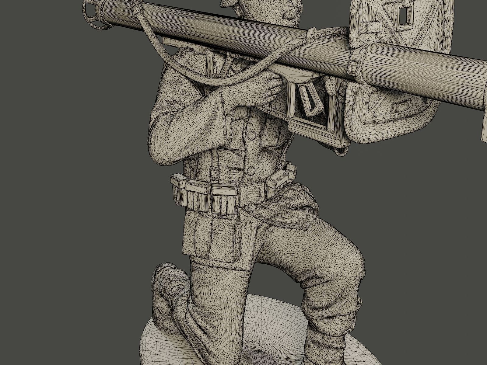 German soldier ww2 Shoot crouched G4 3D print model_11