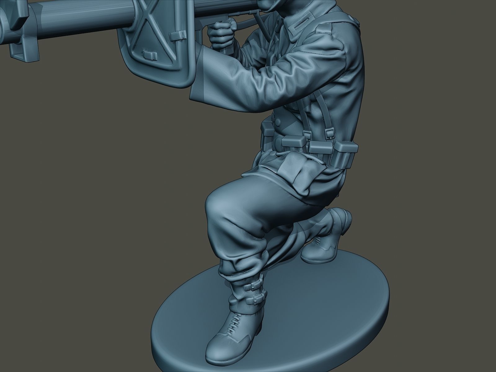 German soldier ww2 Shoot crouched G4 3D print model_17