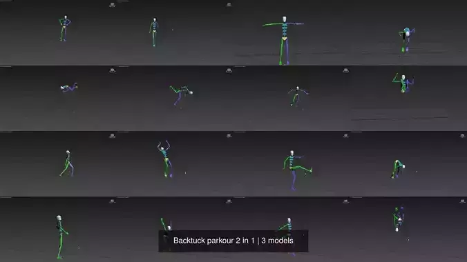 Backtuck parkour 2 in 1 3D Model Collection