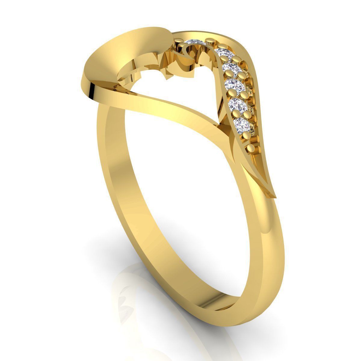 Heart Diamond Ring  3D print model_2