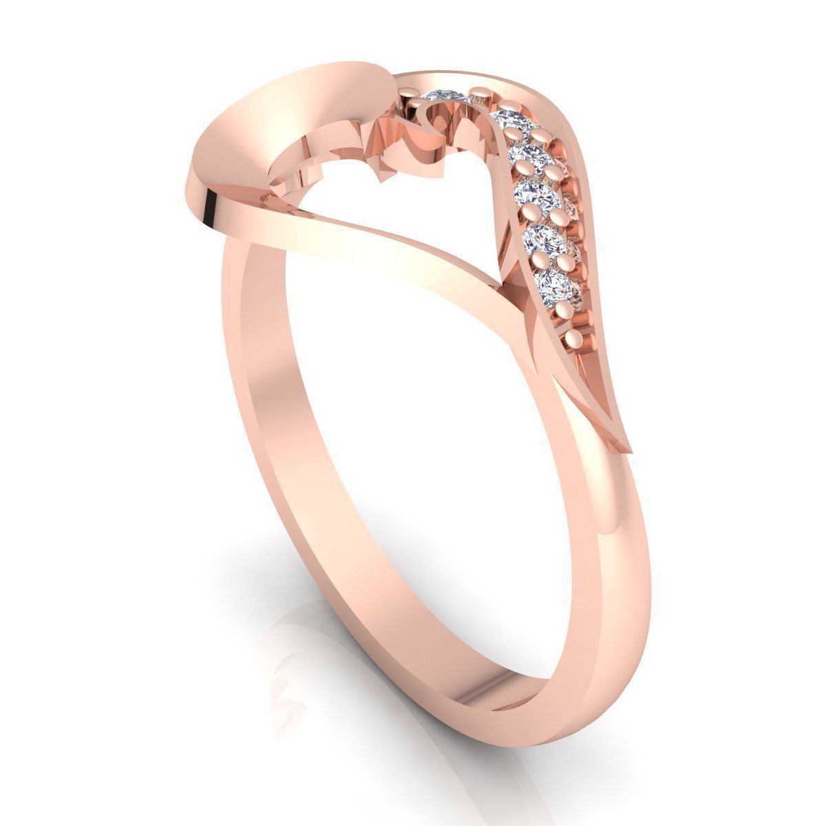 Heart Diamond Ring  3D print model_3