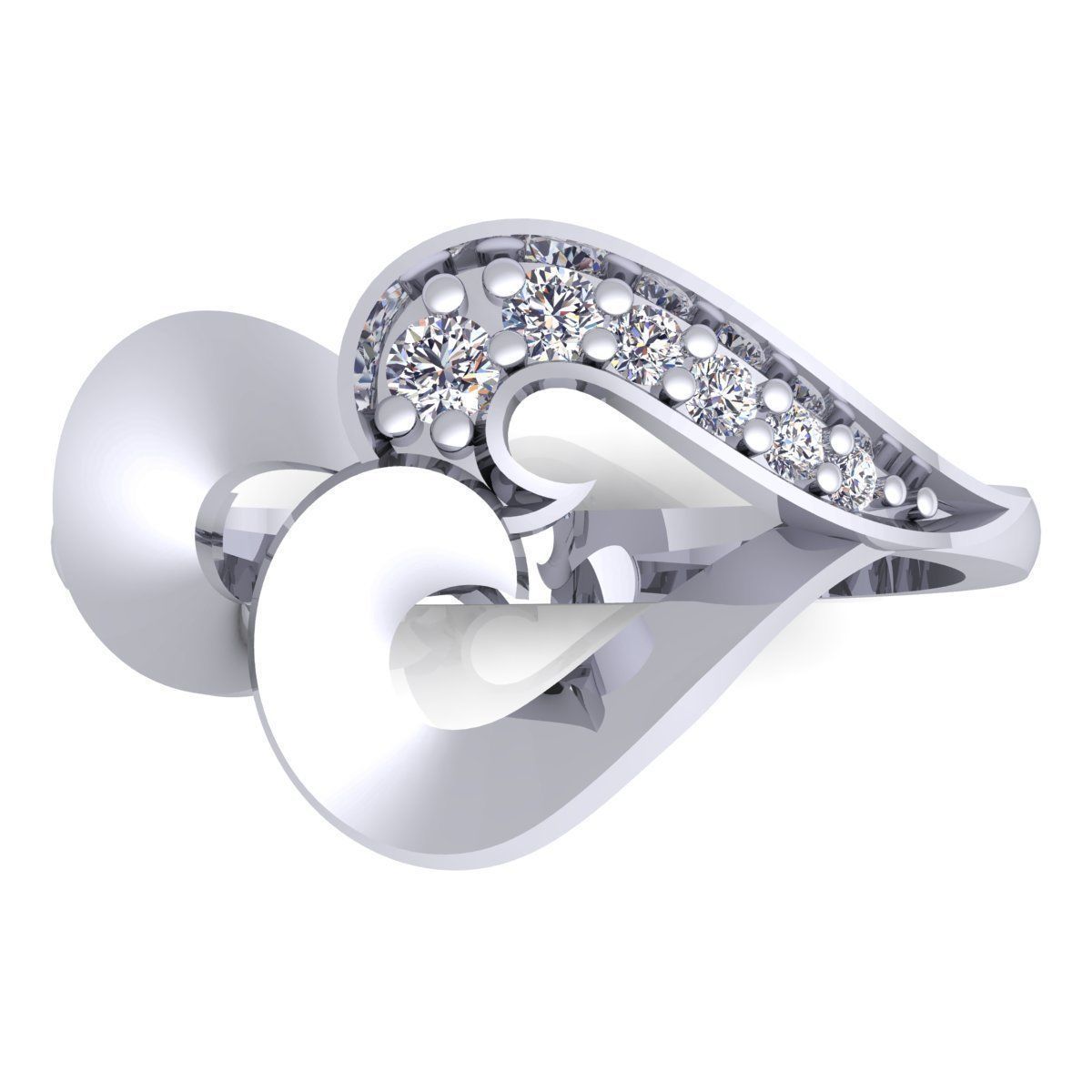 Heart Diamond Ring  3D print model_11