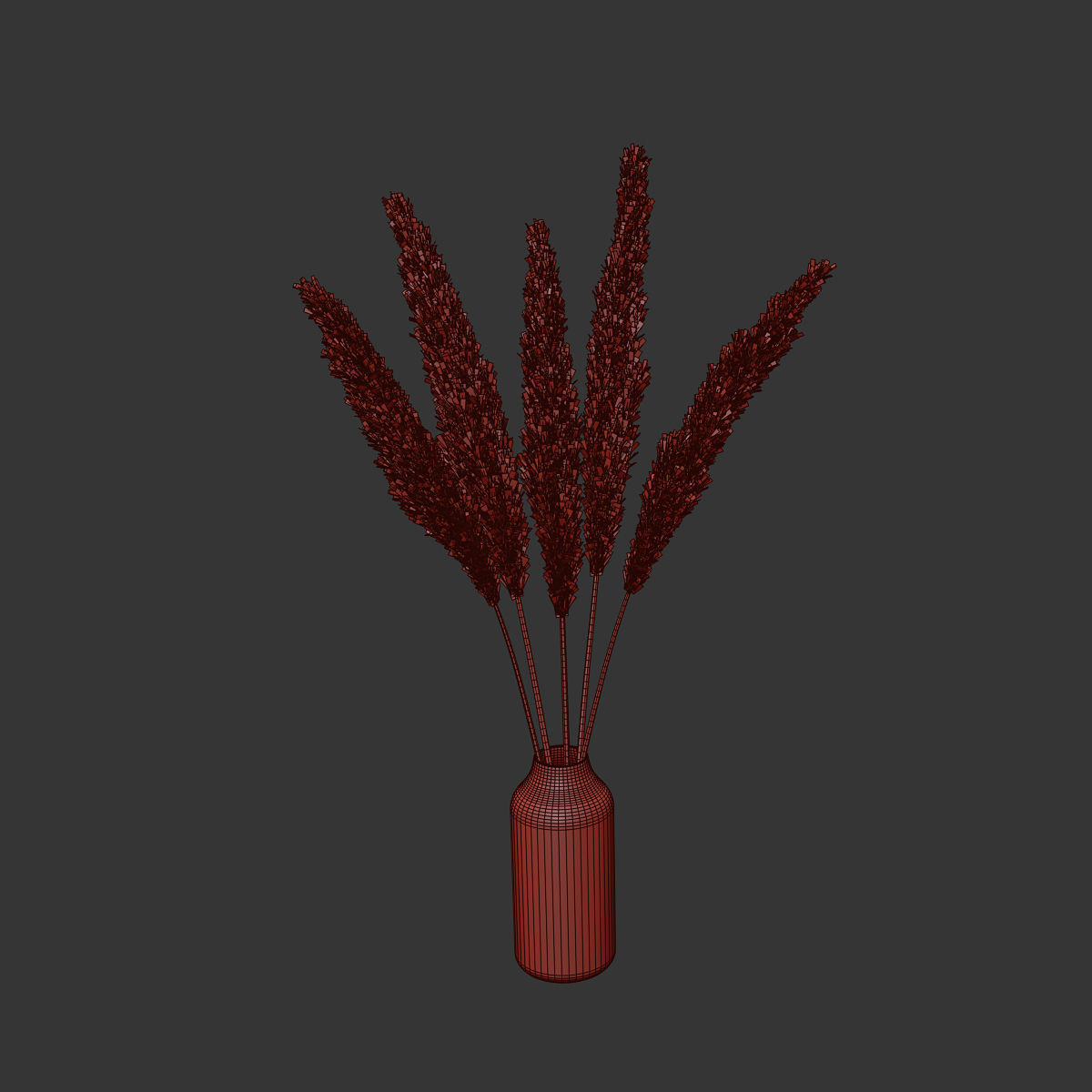 Dry branches of pampas grass in glass vase 4 3D model_6