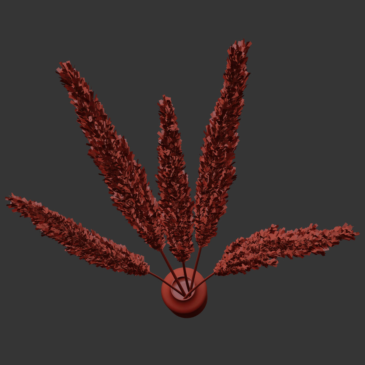 Dry branches of pampas grass in glass vase 4 3D model_5