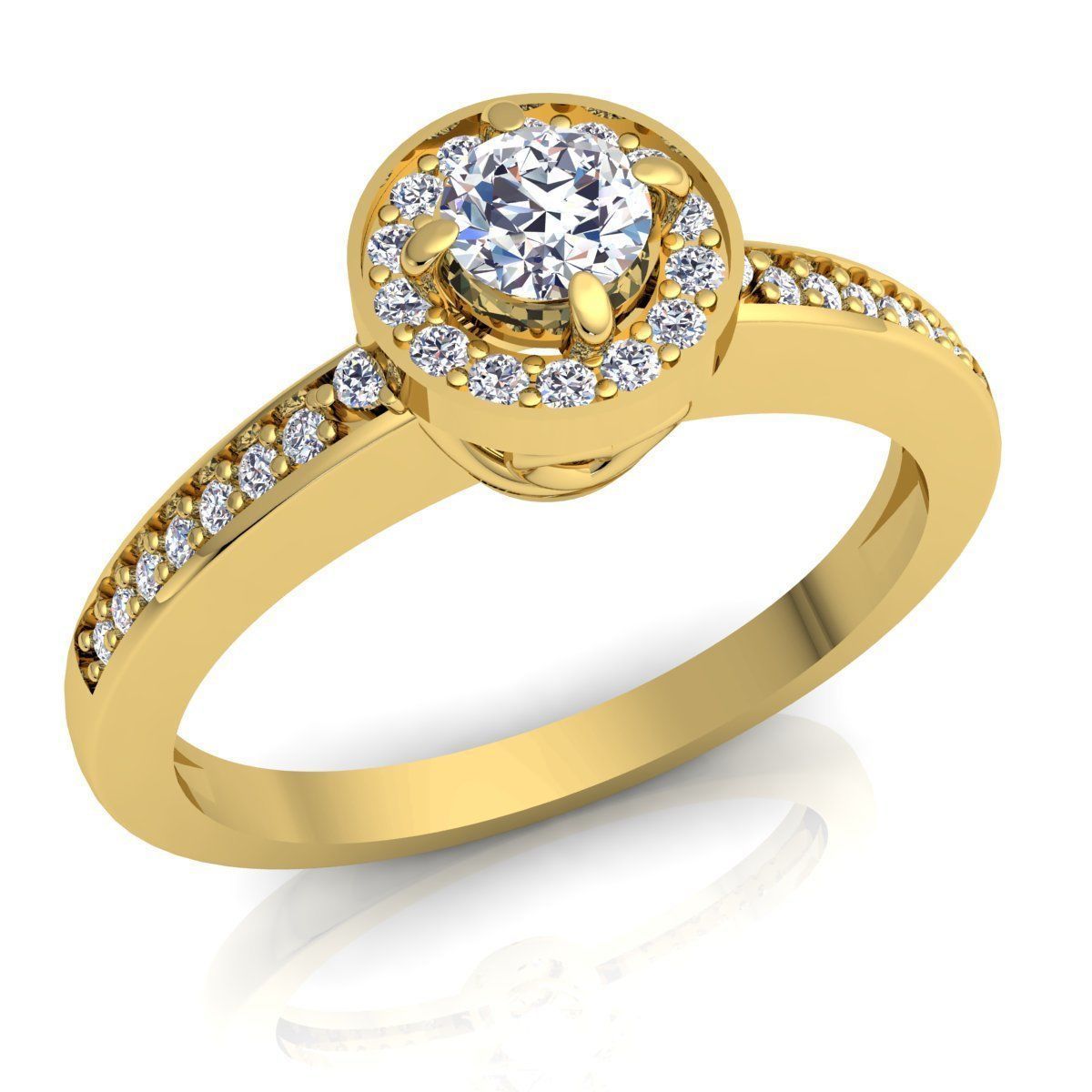 Fancy Solitaire Diamond Ring 3D print model_1