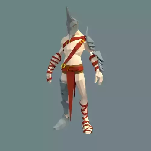 Low Poly Warrior with armor Low-poly 3D model