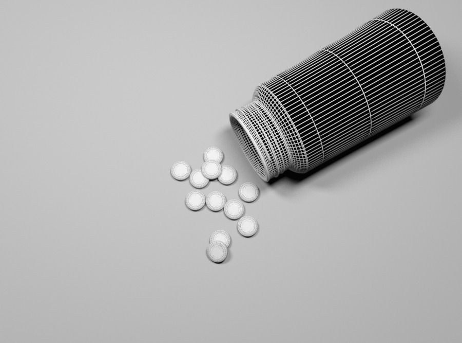 bottle and pill Low-poly 3D model_2