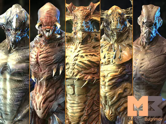 Humanoids Monsters Pack Low-poly 3D model_0