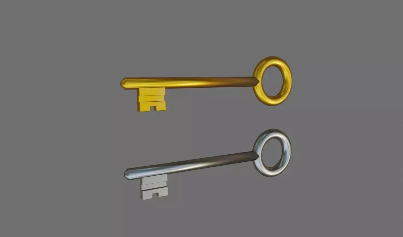 Gold Key and Silver Key - Chave de ouro e prata Low-poly 3D model_0