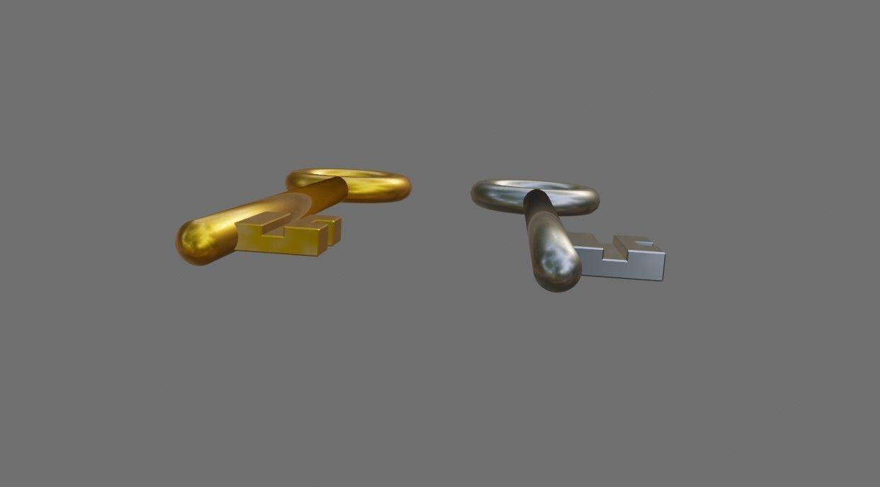 Gold Key and Silver Key - Chave de ouro e prata Low-poly 3D model_4